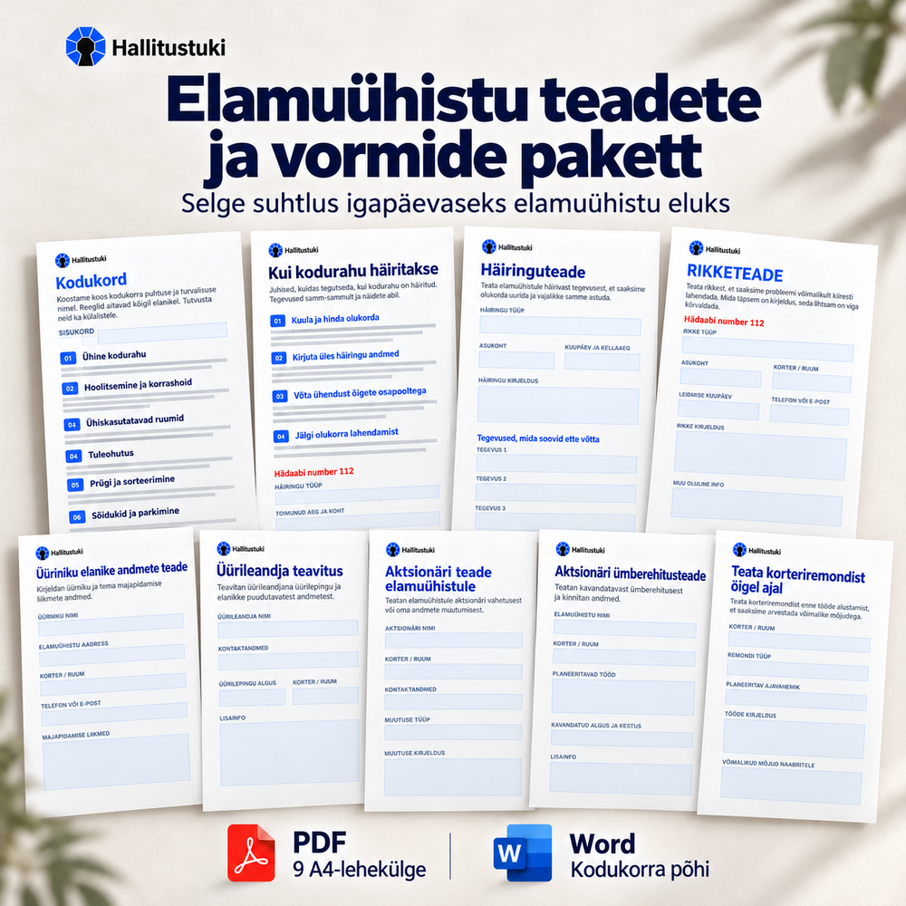 Taloyhtiön ilmoitus- ja lomakepaketti – kertajakelu | Viro