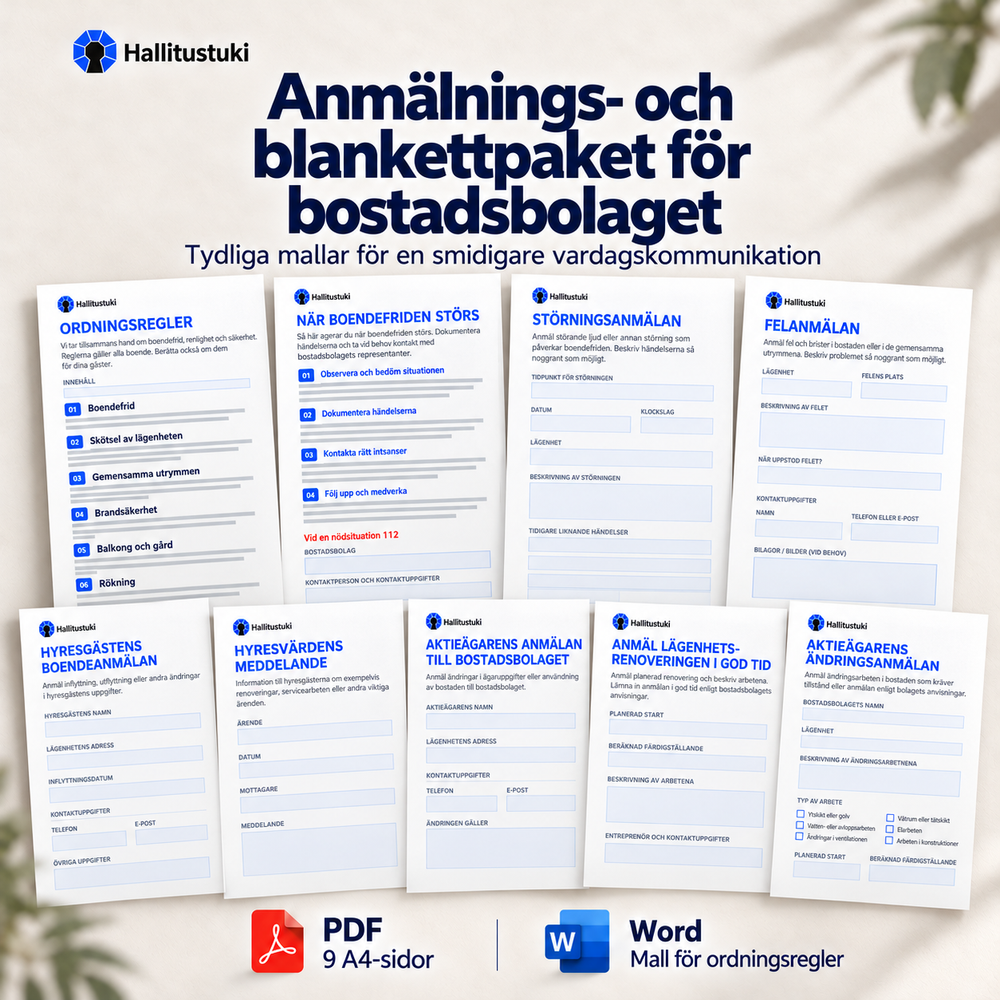 Blanketter och meddelanden för husbolaget – engångsdistribution | svenska