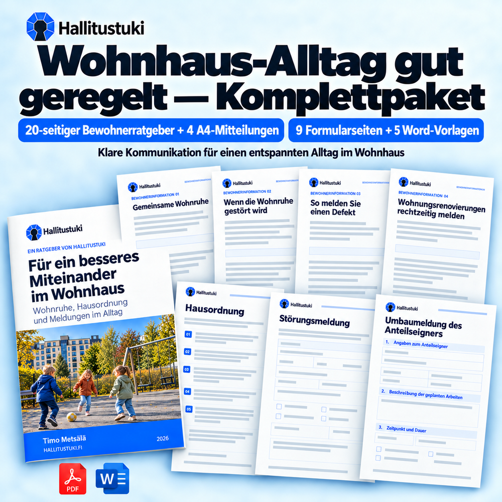 Taloyhtiöarki kuntoon – kokonaispaketti – kertajakelu | Saksa