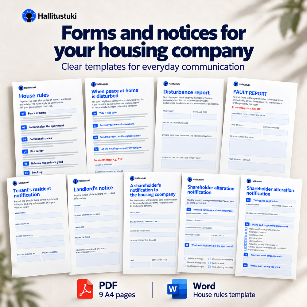 Forms and notices for your housing company – one-off distribution | English