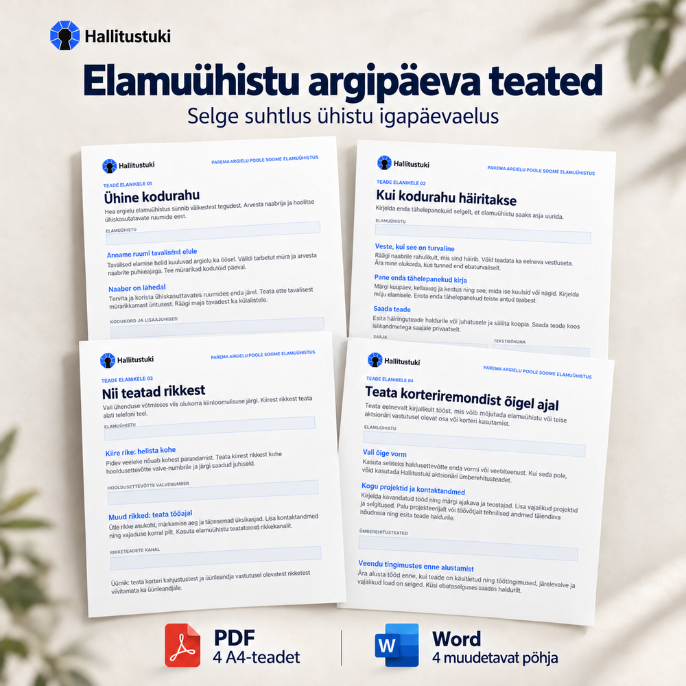 Everyday notices for housing companies – one-off distribution | Estonian