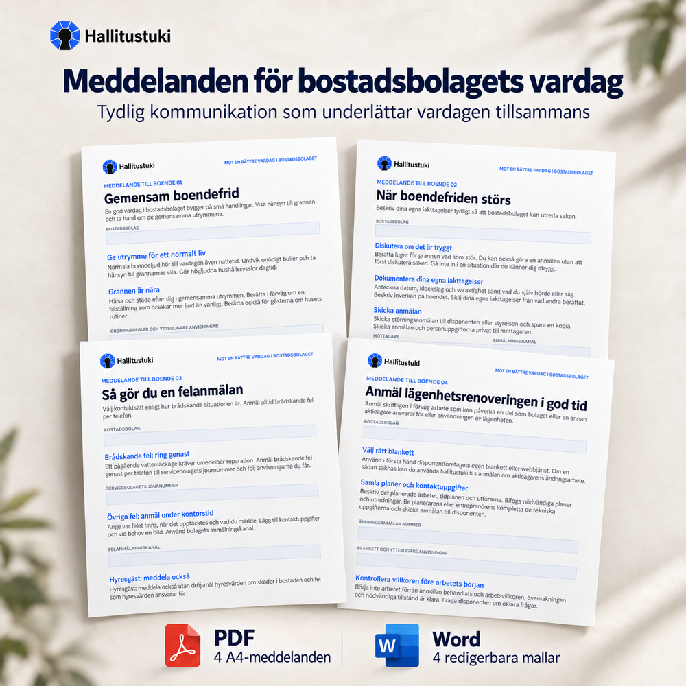 Everyday notices for housing companies – one-off distribution | Swedish