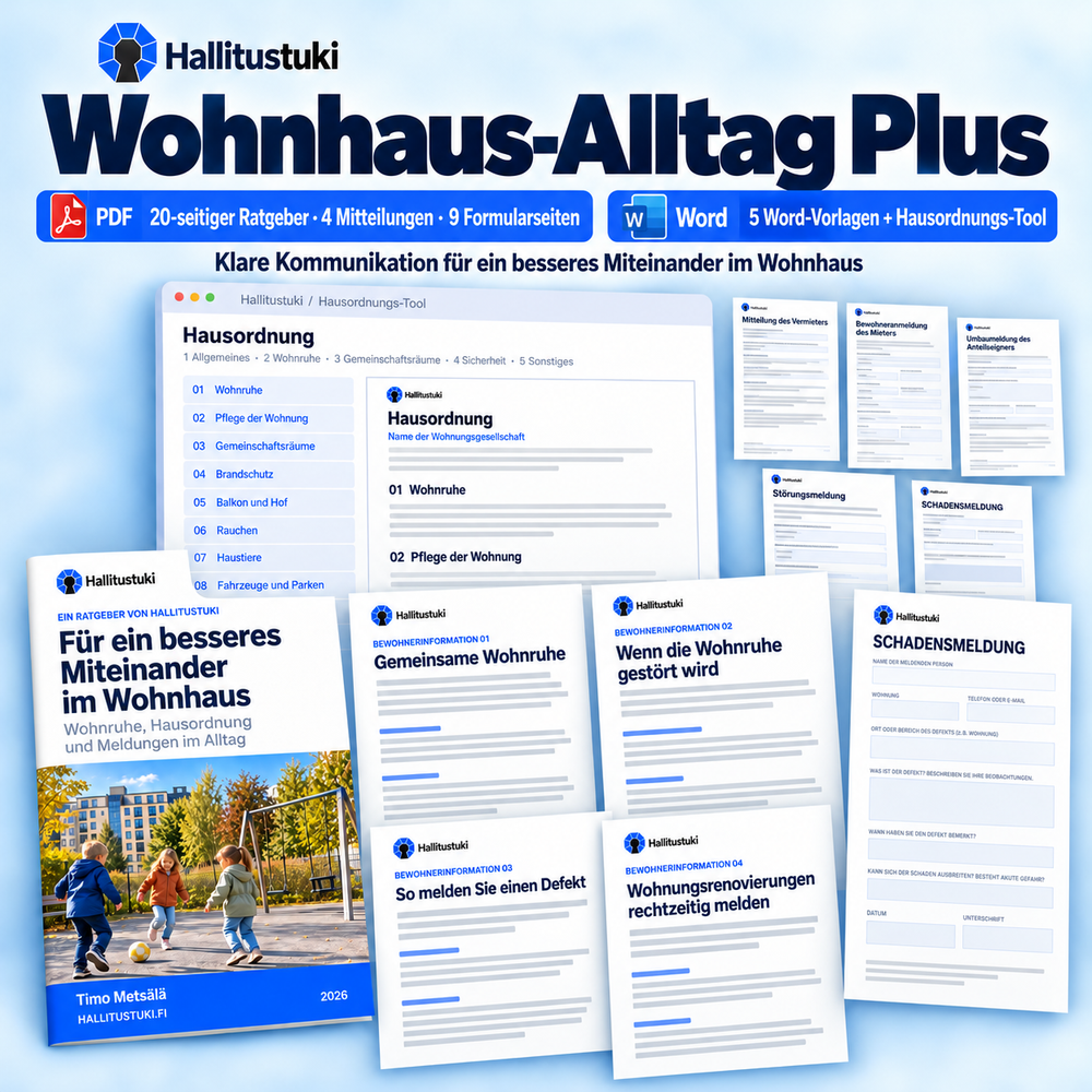 Housing company essentials Plus – materials and house-rules tool – one-off distribution | German