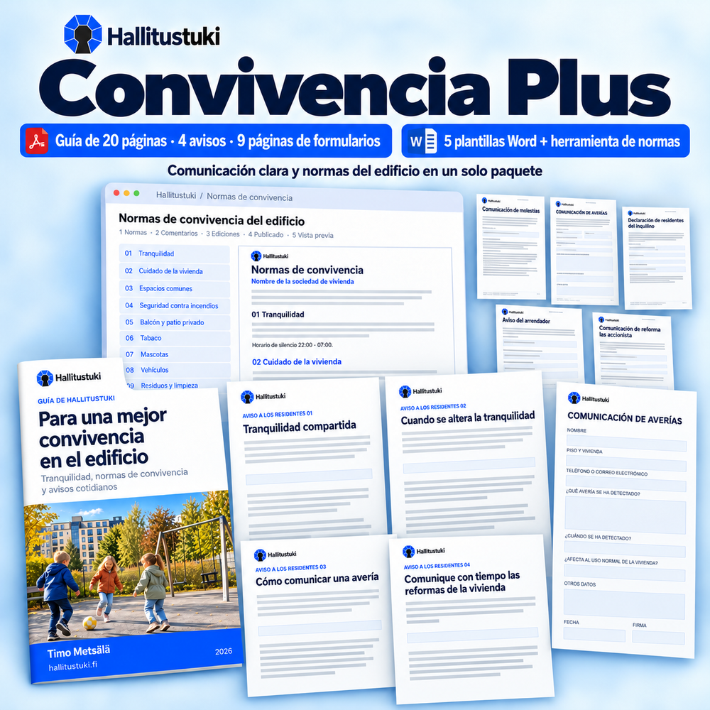 Housing company essentials Plus – materials and house-rules tool – one-off distribution | Spanish