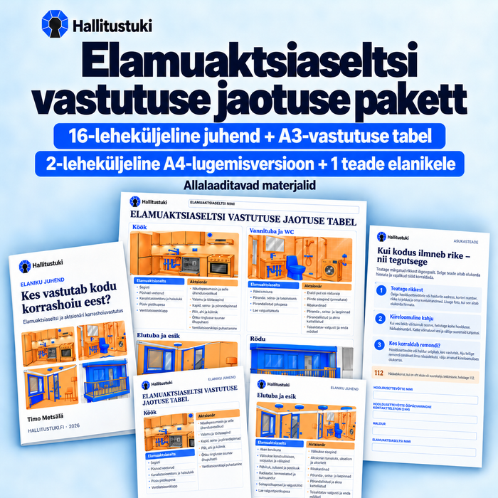 Taloyhtiön vastuunjakotaulukko – A3-taulu ja kaksisivuinen A4-lukuversio