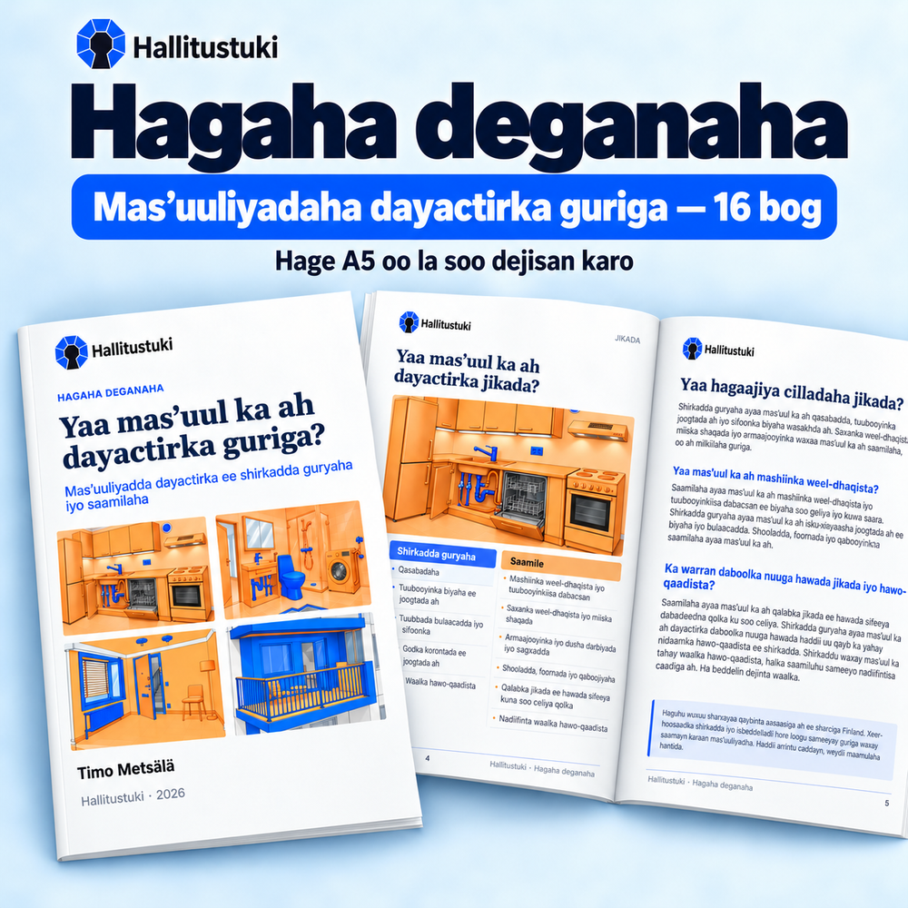 Hagaha deganaha. Mas’uuliyadaha dayactirka guriga — 16 bog; Hage A5 oo la soo dejisan karo