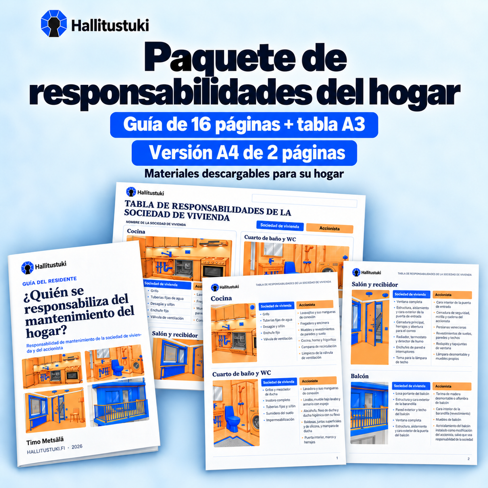 Paquete de responsabilidades del hogar. Guía de 16 páginas + tabla A3; Versión A4 de 2 páginas