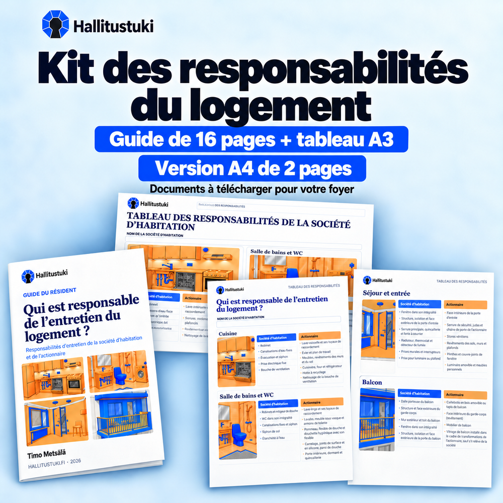 Kit des responsabilités du logement. Guide de 16 pages + tableau A3; Version A4 de 2 pages