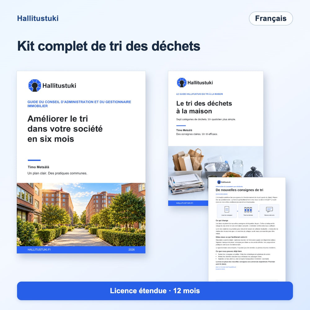 Pack de démarrage complet pour le tri dans la société de logement – licence étendue de 12 mois · Français