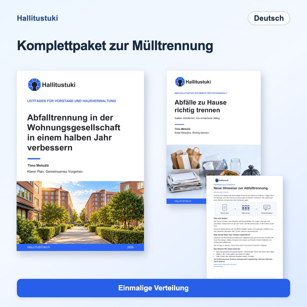 Komplettes Startpaket zur Abfalltrennung in der Wohnungsgesellschaft – einmalige Verteilung · Deutsch