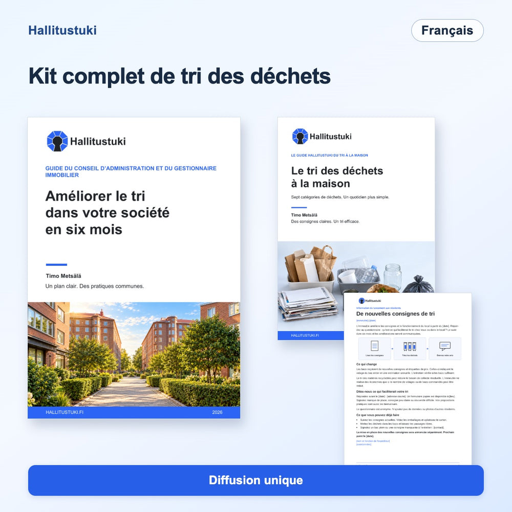 Pack de démarrage complet pour le tri dans la société de logement – diffusion unique · Français