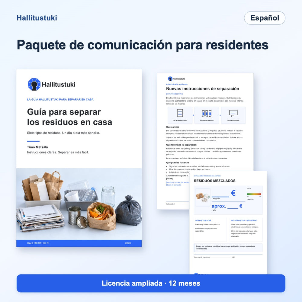 Paquete de comunicación para residentes de la sociedad de vivienda – licencia ampliada de 12 meses · Español