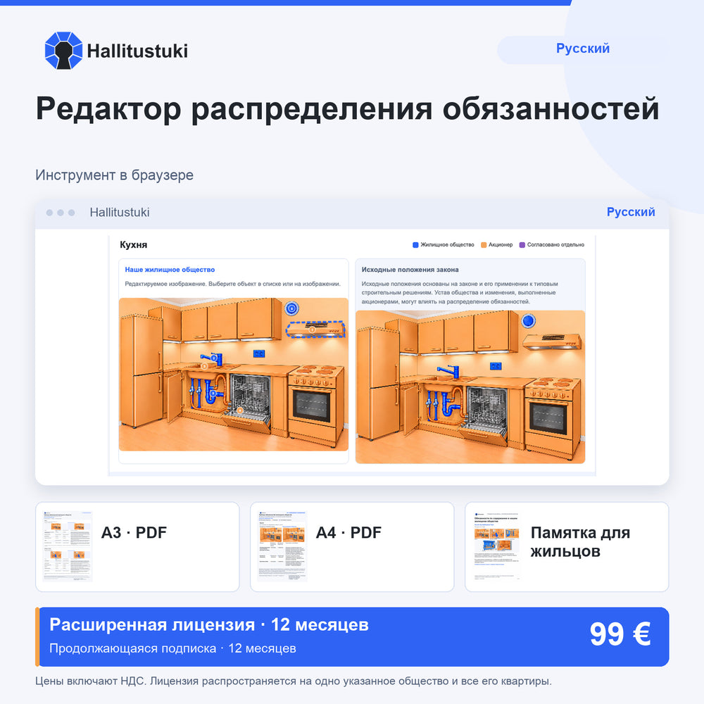 Редактор распределения обязанностей · Русский · Расширенная лицензия · 12 месяцев