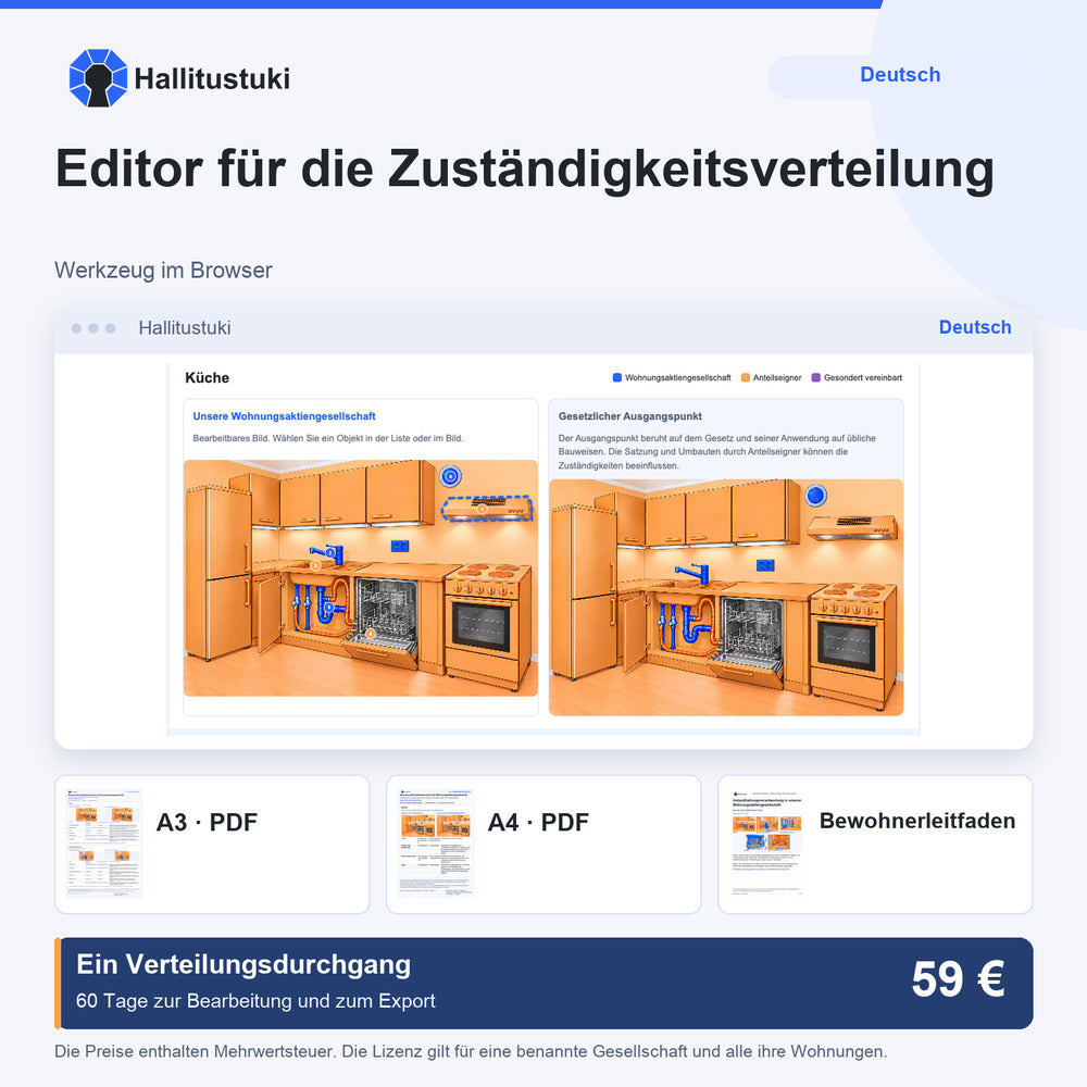 Editor für die Zuständigkeitsverteilung · Deutsch · Ein Verteilungsdurchgang