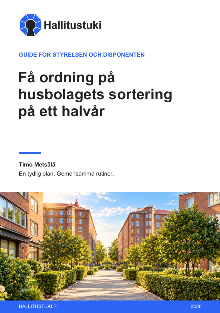 Omslag till guiden Få ordning på husbolagets avfallssortering på ett halvår