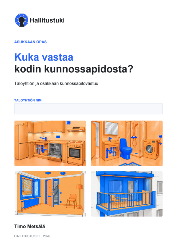 Kuka vastaa kodin kunnossapidosta? – asukasoppaan kansi